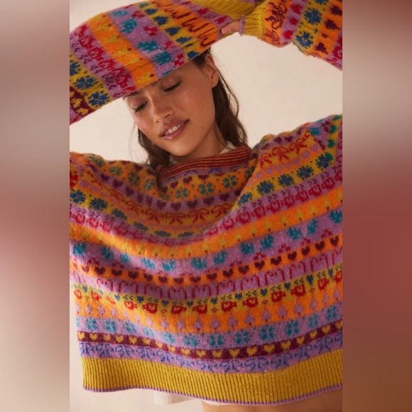 NWT- Free People Multicolor Knit wool Sweater brand new - Picture 6 of 16